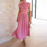 June | Damen Lang Elegantes Maxikleid – Rosa