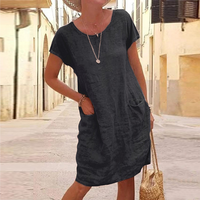 Kim® | Stilvolles Leinenkleid – Schwarz