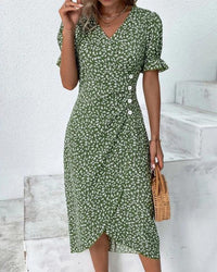 Bernadette | V-Ausschnitt Kleid – Grün