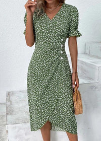 Sophie - Elegantes und Bequemes Blumenkleid – Grün