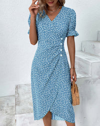 Bernadette | V-Ausschnitt Kleid – Blau
