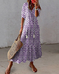 Ava - Elegantes Boho-Kleid mit Bauchabdeckung – Lila