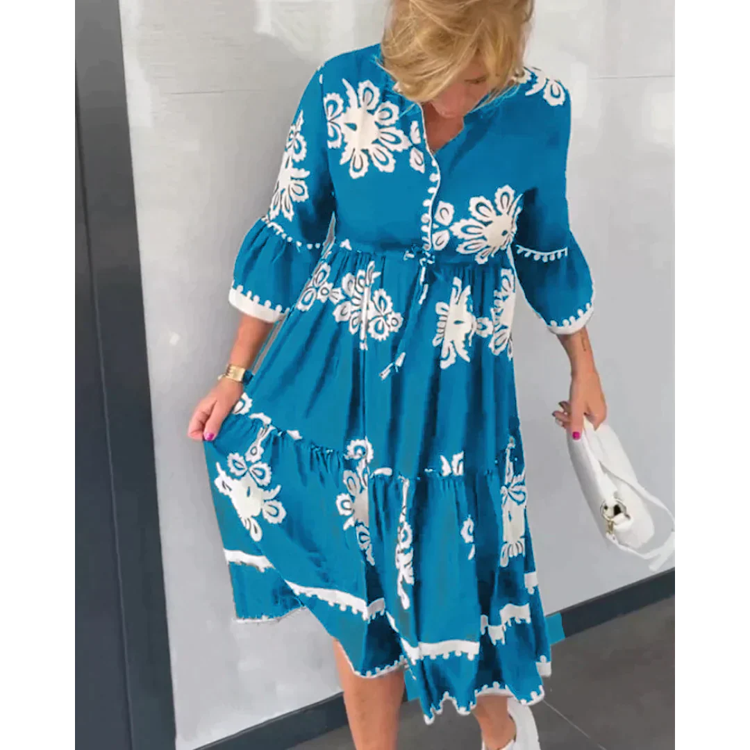 Lore - Bohemian Blumenknielanges Kleid