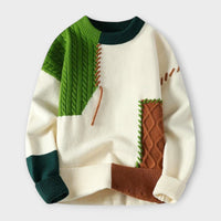 Leonardo - Exklusiv-Strickpullover – Grün - Braun