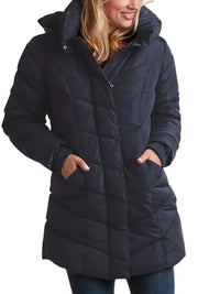 Keytharae | Plüschsteppjacke mit Reißverschluss und Kapuze in Übergröße – Marine