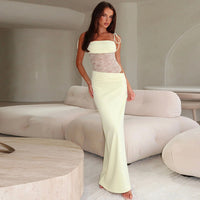 Rina | Lange Spitzenkleid – Hellgelb