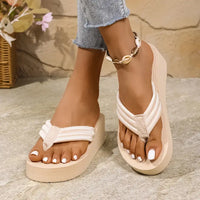 Valentina - Damen Hellbeige Dicke Sohle Keilsandalen – Beige
