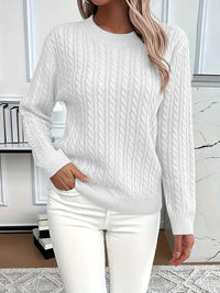 Quinisha – Strickpullover Mit Zopfmuster – Weiß
