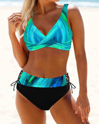 Romy | Fröhlicher Bunter Bikini – Blau/Grün