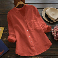 Bluse Damen Langarm Stehkragen – Orange