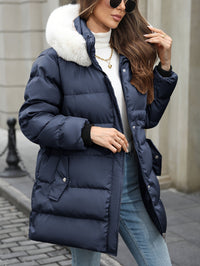 Daunenjacke Damen Mit Kapuze | Gefütterter Winterlook – Marine