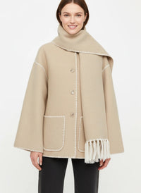 Schal-Mantel für Damen – hüftlang – Beige