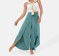 Heidi-Mode | Damen Hose Super Bequeme, Luftige und Elegante Schlaghose mit Integrierten Shorts – Blau
