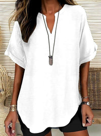 Xalina - Bluse mit weicher Haptik und Ausschnitt-Detail – Naturweiß