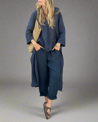Anneliese | Zweiteiliges Set mit Eleganter Leichtigkeit und Vielseitigem Stil – Marine