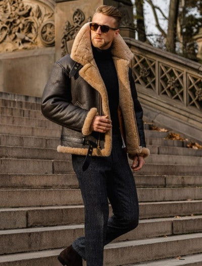 Enzo - Lammfell-Lederjacke