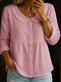 Arlira - Bluse mit Peter-Pan-Kragen aus weichgriffigem Leinen – Rosa