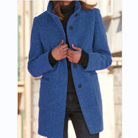 Vintora™ – Retro Damen-Windjacke mit Knöpfen und Stehkragen – Marine Blau