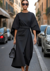 Victoria - Das Eleganteste Kleid mit Ärmeln – Schwarz