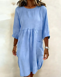 Alena | Modisches 3/4-Arm-Kleid Damen – Blau