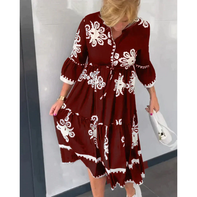 Lore - Bohemian Blumenknielanges Kleid