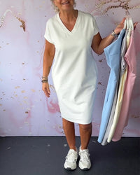 Virella - supersoftes Sommerkleid mit V-Ausschnitt – Weiß