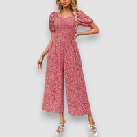Zala | Blumendruck Weite Beine Jumpsuit – Rot