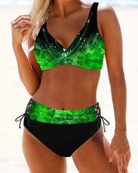Eva - farbenfrohes, verspieltes Bikini – Dunkelgrün