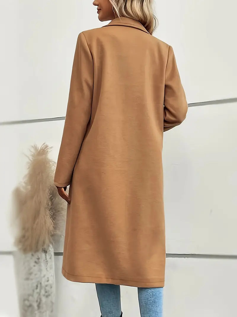 Liasten | Anmutiger Lagenmantel mit Revers in Uni-Farbe