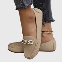 Yasmin | Schlupf Runde Spitze Ballerinas – Beige