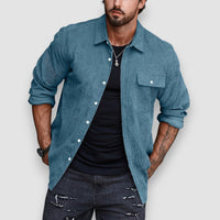 Lior | Button-Up Long Sleeve Shirt – Blau