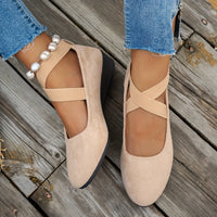 Heidi-Mode | Einfache Damen Ballerinas aus Atmungsaktivem Samt – Hellbeige