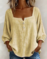 Zoe | Elegante Bluse Damen Eckiger Stil – Gelb