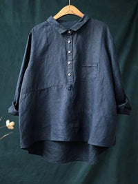 Vega | Oversized Leinen-Bluse – Marine