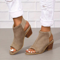 Clarrise - Damen-Sandalen mit klobigen Absätzen – Grau