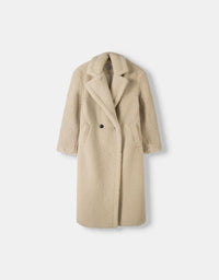 Langer Damen-Teddy-Mantel | Warme – Beige