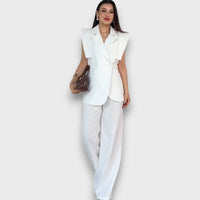 Olanda – Zweiteiler mit Oversize-Blazer und weiter Hose – Weiß