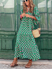 Paisley | Bohemian Breeze V-Neck Maxi Dress – Dunkelgrün
