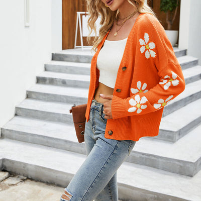 Bersha Floral Sommerweste | Casual Floral gestrickt Damen Weste mit Knöpfen