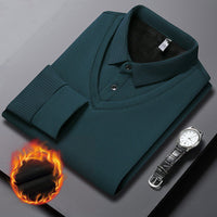 Striped Lapel Two-piece Shirt – Dunkelgrün