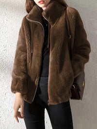Paula | Stylische Winterjacke Damen mit Reißverschluss – Dunkelbraun