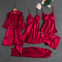 Sorelle | Fünfteiliges Loungewear-Set in eleganter Ausführung – Rot