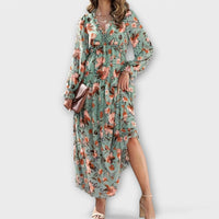 Eline | Elegantes Kleid Mit Blumenmuster – Grün