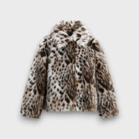 Leoline – Faux-Fur-Jacke im Animal-Design – Dunkel