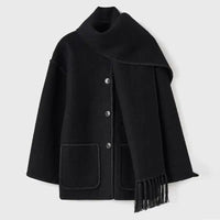 Laseira | Elegante Wärme mit Damenmantel und Schal – Schwarz