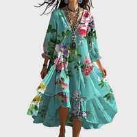 Shanae – Elegantes Midi Kleid Mit Blumenmuster – Blumen 2
