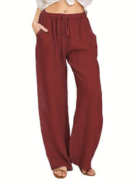 Eirlys | Damen Hose mit Kordelzug – Burgunderrot