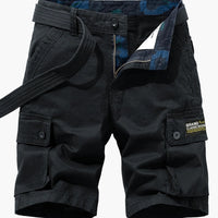 Lässige Cargo-Shorts für Herren mit Gürtel und Taschen – Schwarz