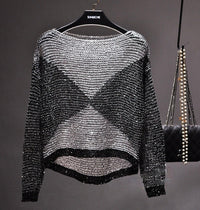 Sanura - Elegantes langärmeliges Oberteil – Silber
