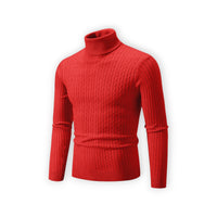 Klassischer Rollkragenpullover für Herren mit Rippstruktur – Rot